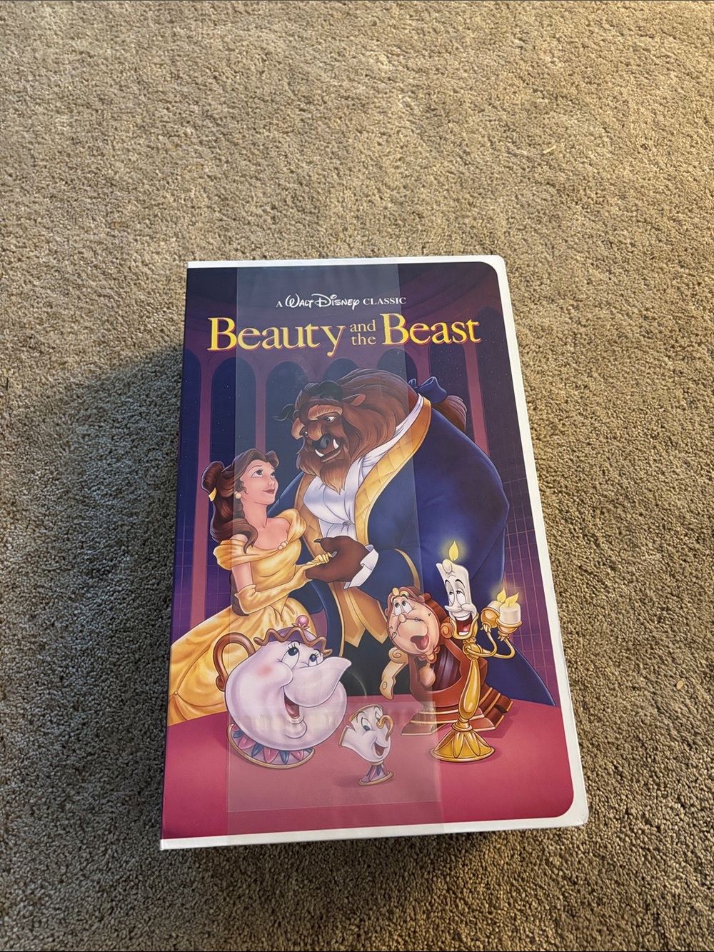 Disney Beauty and the Beast vhs Purple and Yellow Throw Blanket